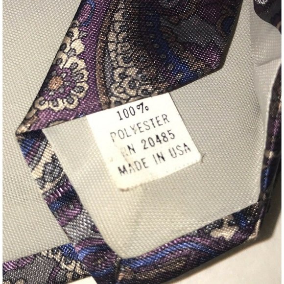 Towncraft Mens Neck Tie Polyester Paisley USA Brown Navy Purple Gold - Picture 4 of 4